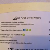 Menu options at Trattlers Einkehr in Bad Kleinkirchheim