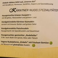 Menu at Trattlers Einkehr in Bad Kleinkirchheim