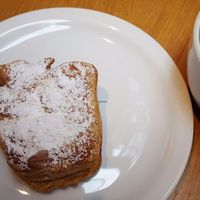 Vegan apple turnover and a nice cup of fresh mint tea at Tibits in London