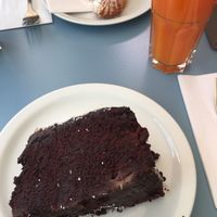 Vegan chocolate and pear cake  at Tibits in London