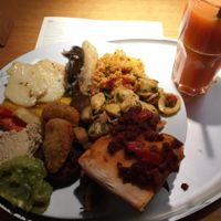 fresh juice and a great selection of vegan options at the buffet and just sooooo yummy :-) at Tibits in London