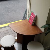 Interior of location, seating space at Bakeshop Pivot in Seoul