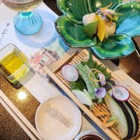 Konyaku sashimi, avocado & yuba, seasonal veggie jelly cocktail at Minokichi in Yokohama