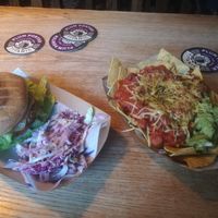 Burger and nachos at The Blue Bell in Conwy