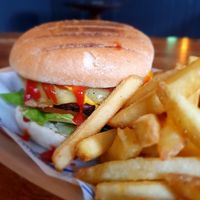 The Leveller burger & fries 😍😋 at The Blue Bell in Conwy