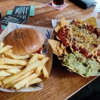 Cheeseburger and nachos at The Blue Bell in Conwy