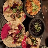 Cauliflower tacos with beans and rice   at Espíritu in New Orleans