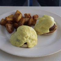 sausage benedict at Ananda Fuara in San Francisco