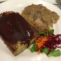 Neatloaf- house specialty. this is the vegetarian version but vegan is available. tasty and hearty at Ananda Fuara in San Francisco