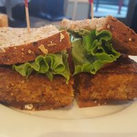Vegan neatloaf sandwhich at Ananda Fuara in San Francisco