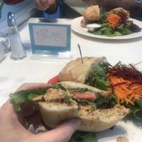 Had the vegan tofu chicken satay with a vegan chicken salad sandwich.  So delicious!  Everything prepared with quality and care.  Highly recommend! at Ananda Fuara in San Francisco