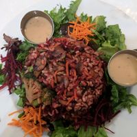 Infinite blue (vegan option, with lemon tahini sauce instead of cheese) at Ananda Fuara in San Francisco