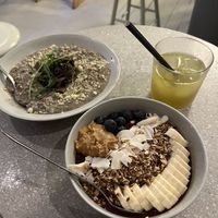 acai bowl, mushroom risotto, matcha lemonade  at GRØD in Aarhus