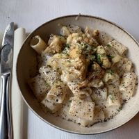 Cacio e pepe, with cashew based cheese.  at Spritz in Antwerpen