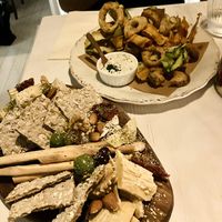 Cheese-platter with “parmesan” and “calamari’s” made form oyster muchrooms!  at Spritz in Antwerpen