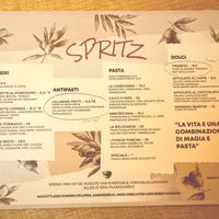 Menukaart  at Spritz in Antwerpen