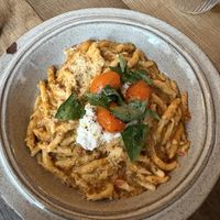 special sun gold tomato and vegan burrata pasta!  at Spritz in Antwerpen