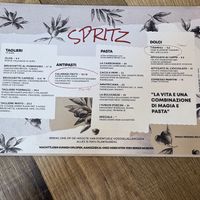 menu  at Spritz in Antwerpen