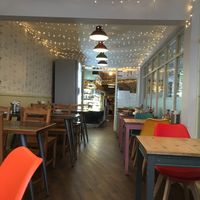 Some of the indoor seating at Cwtch in Builth Wells