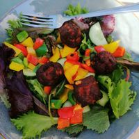 sweet potato falafel salad at Cwtch in Builth Wells