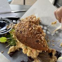 Santa Fe Chickpea sandwich / great roll  at Root 11  in Bloomsburg