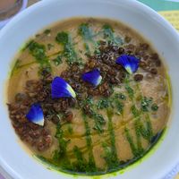 Tomato & Eggplant soup - sooooo good!!!! (Gf) at Flora Farms in San Jose Del Cabo