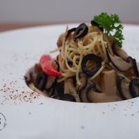 Shitakei, Olive, Chilie Padi lightly grilled with extra virgin olive oil and with angel Hair.
* Gluten Free option available at Blue in Penang