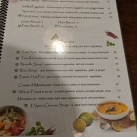 Menu at Shanti Lodge in Bangkok