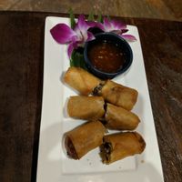 Vegitarian spring roll (sause is yum , spring rolls are gingery) at Shanti Lodge in Bangkok