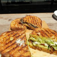 Mixed souvlaki toastie $16 at Love Madre in Cheltenham