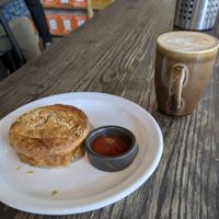 Mushroom pie and almond latte #Veganuary at Love Madre in Cheltenham