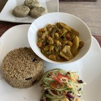 curried jackfruit, quinoa and dumpling  at Living Food and Juices in Kingston