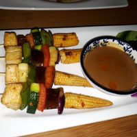 Satay entree (very small skewers) at Wau Restaurant in Amsterdam