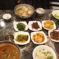 Banchan and soup at Pyeonhan Jipbap - 편한집밥 in Busan