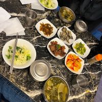 Soup of the day with side dishes   at Pyeonhan Jipbap - 편한집밥 in Busan