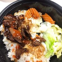 Vegan steak with rice/ veggies at WaBa Grill in Riverside