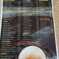 Menu side A at Windmill in Nairobi