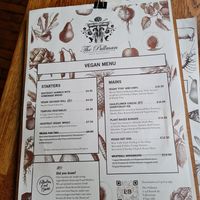 Vegan menu at The Pullman in Folkestone