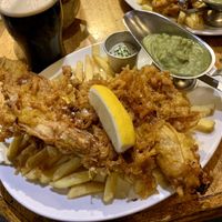 Vegan fish n chips  at The Pullman in Folkestone