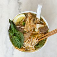 Spicy noodle soup  at Golden Era Vegan Restaurant in San Francisco