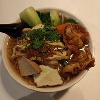 wonton noodle souo at Golden Era Vegan Restaurant in San Francisco