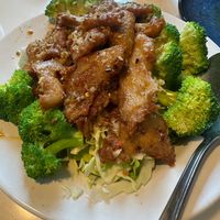 Lemongrass Deluxe -- "Golden Era's most popular dish of spicy gourmet lemongrass soy "chicken". Served w/ steamed broccoli." at Golden Era Vegan Restaurant in San Francisco
