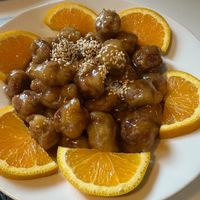 Sweet Orange -- "Batter-fried soy protein cooked in sweet & sour orange sauce" at Golden Era Vegan Restaurant in San Francisco