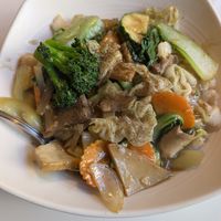 Chow fun with crispy noodles at Golden Era Vegan Restaurant in San Francisco