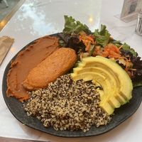 vegan salmon with pumpkin puree quinoa avocado n salad  at Alimentos da Vila in Salvador