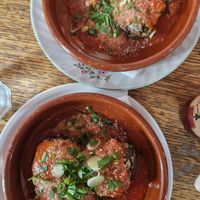 Eggplant stuffed with vegetables + tomato sauce at Szabad Bisztro in Budapest