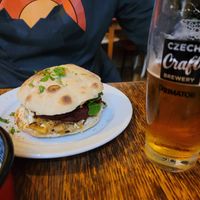 Beet patty yum! at Szabad Bisztro in Budapest