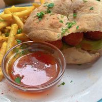notChicken burger + fries  at Szabad Bisztro in Budapest