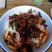 Mushroom pasta at Szabad Bisztro in Budapest