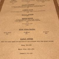 Menu at Szabad Bisztro in Budapest